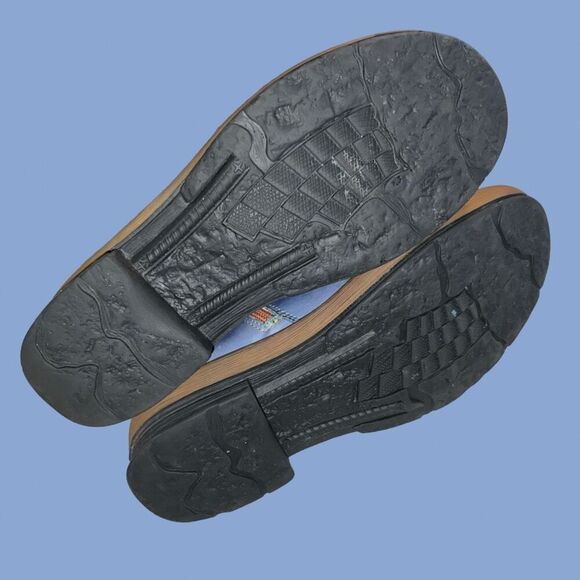 Socofy Bohemian Splicing Pattern Blue Leather Side Zip Back Lace Boot Size 7 7.5 - Picture 12 of 12